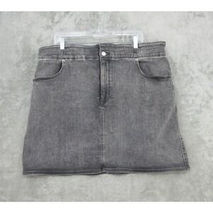 Express Skirt Womens XL Denim Mini High Waist Acid Wash‎ Stretch Denim Pockets